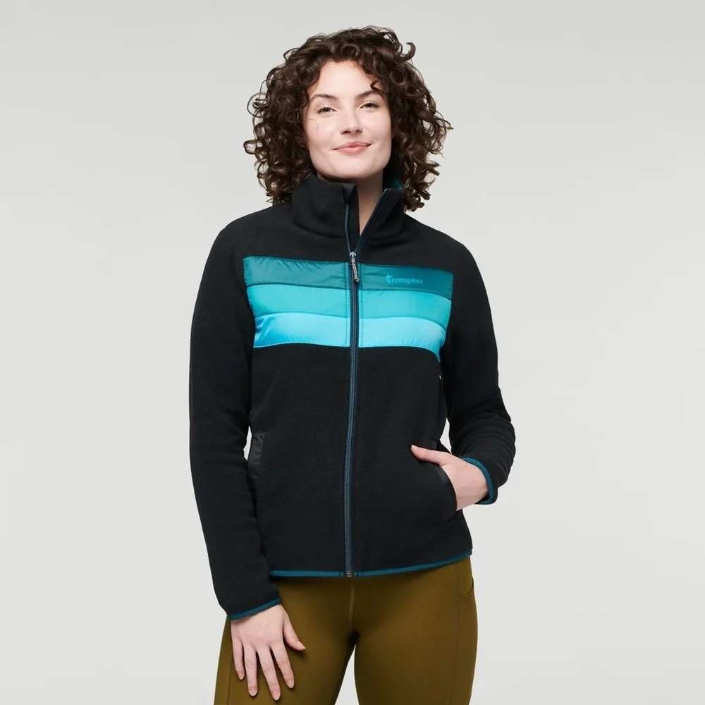 Cotopaxi Women's Teca Full-Zip Fleece Jacket Long Sleeve Black Teal XL Gorpcore